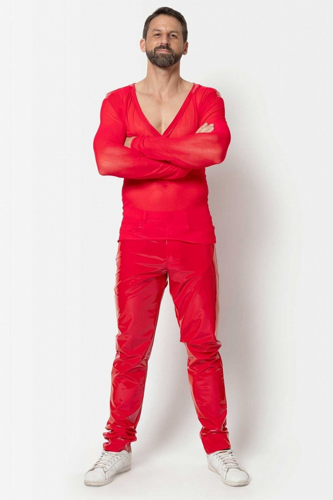 SHAWN Hot Red Vinyl Trousers