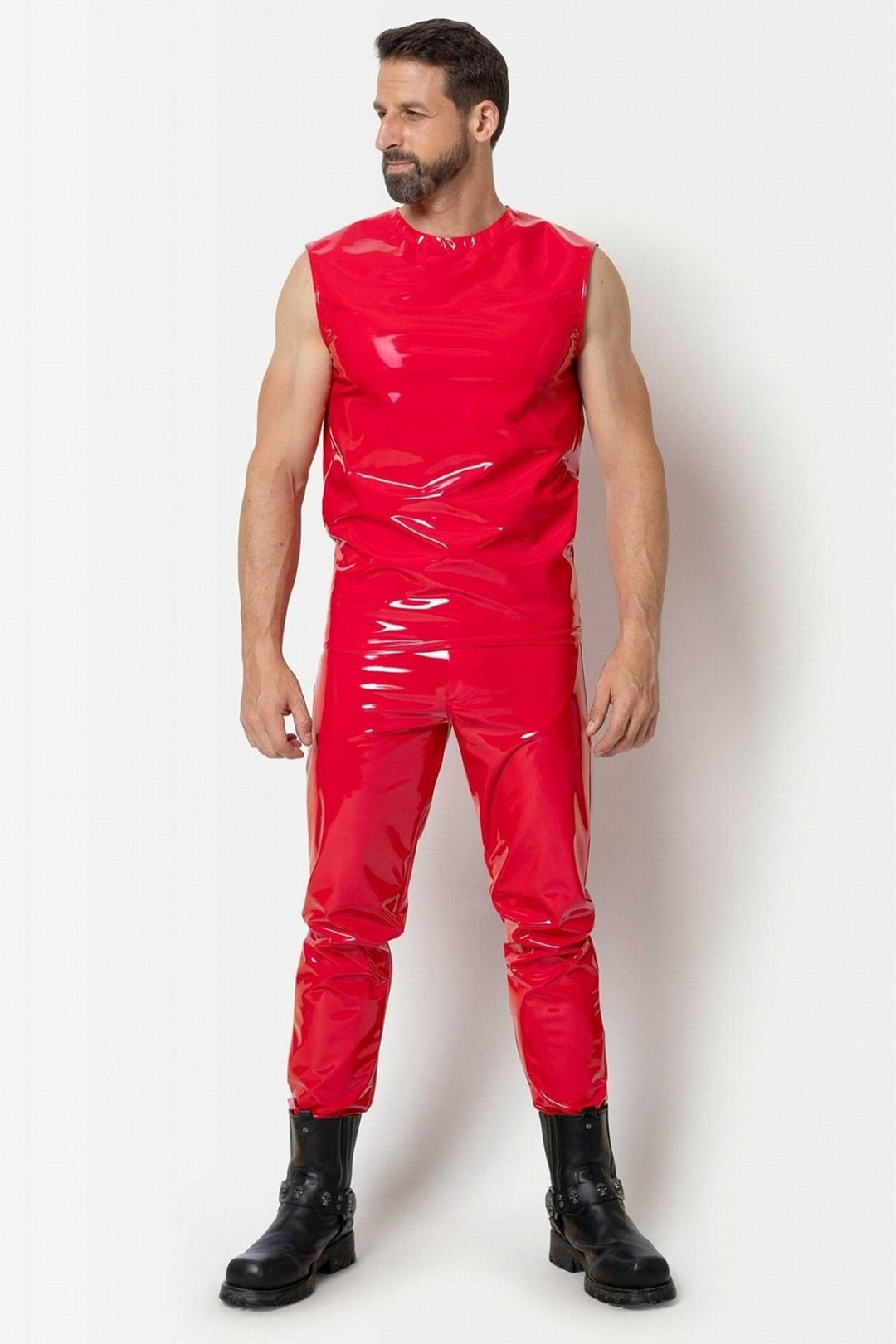 SHAWN Hot Red Vinyl Trousers