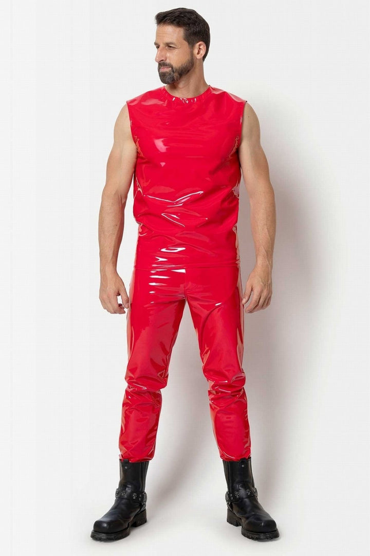 SHAWN Hot Red Vinyl Trousers