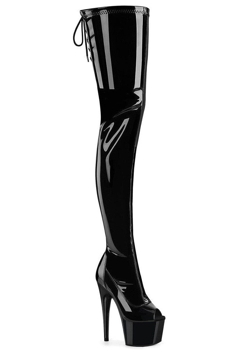 Pleaser Black Thigh Boots Platform Stripper Shoes | Buy at Sexyshoes.com