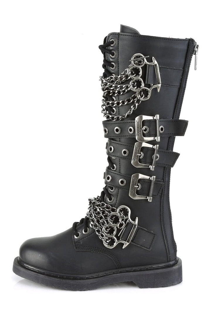 BOLT-450 Black Vegan Leather Combat Boot-Combat Boots-Demonia-SEXYSHOES.COM