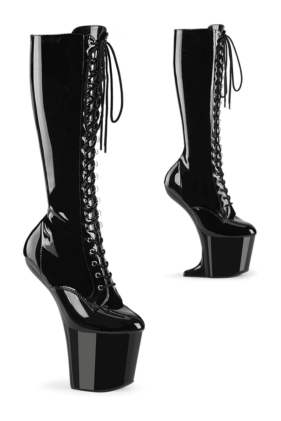 Pleaser Black Knee Boots Platform Stripper Shoes | Buy at Sexyshoes.com