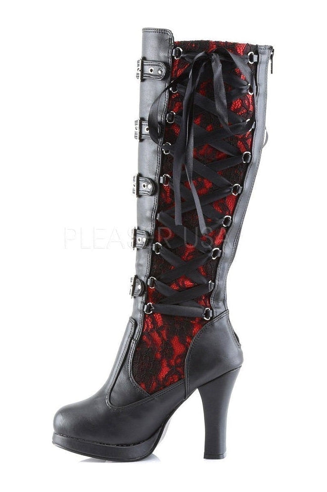 CRYPTO-106 Knee Boot | Black Faux Leather-Demonia-Lolitas-SEXYSHOES.COM