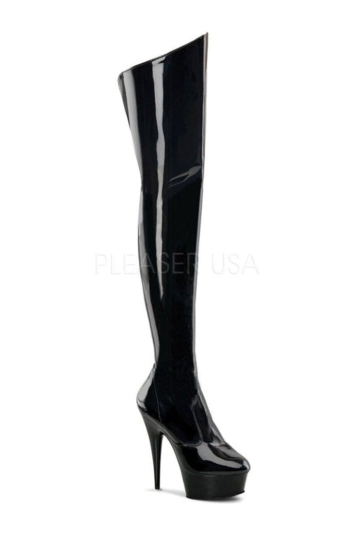 Pleaser Black Thigh Boots Platform Stripper Shoes | Buy at Sexyshoes.com