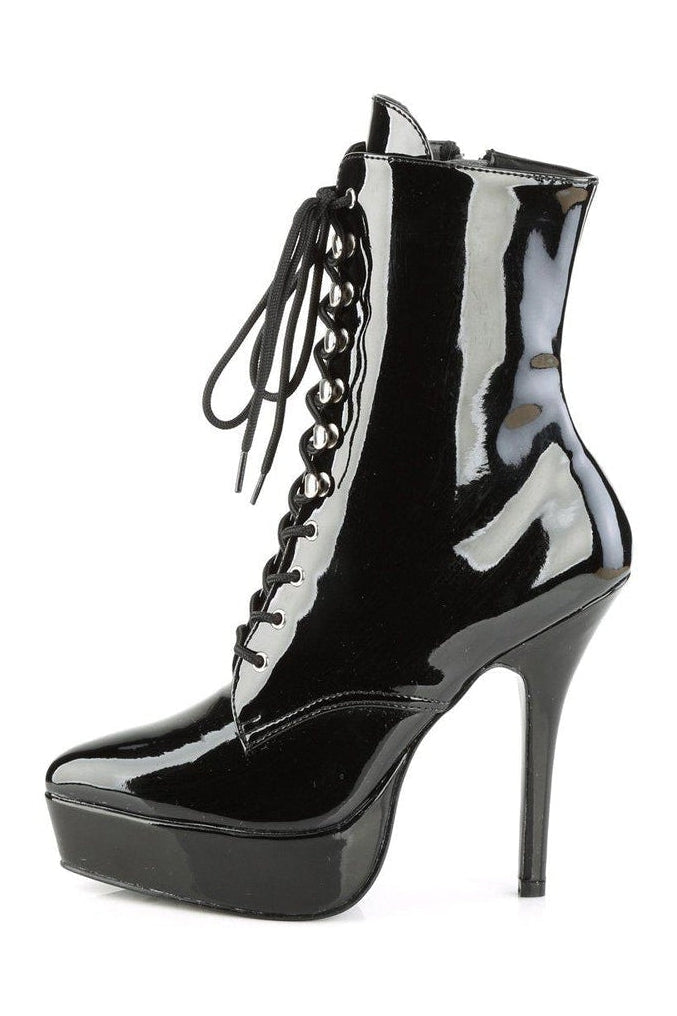 INDULGE-1020 Ankle Boot | Black Patent-Ankle Boots- Stripper Shoes at SEXYSHOES.COM