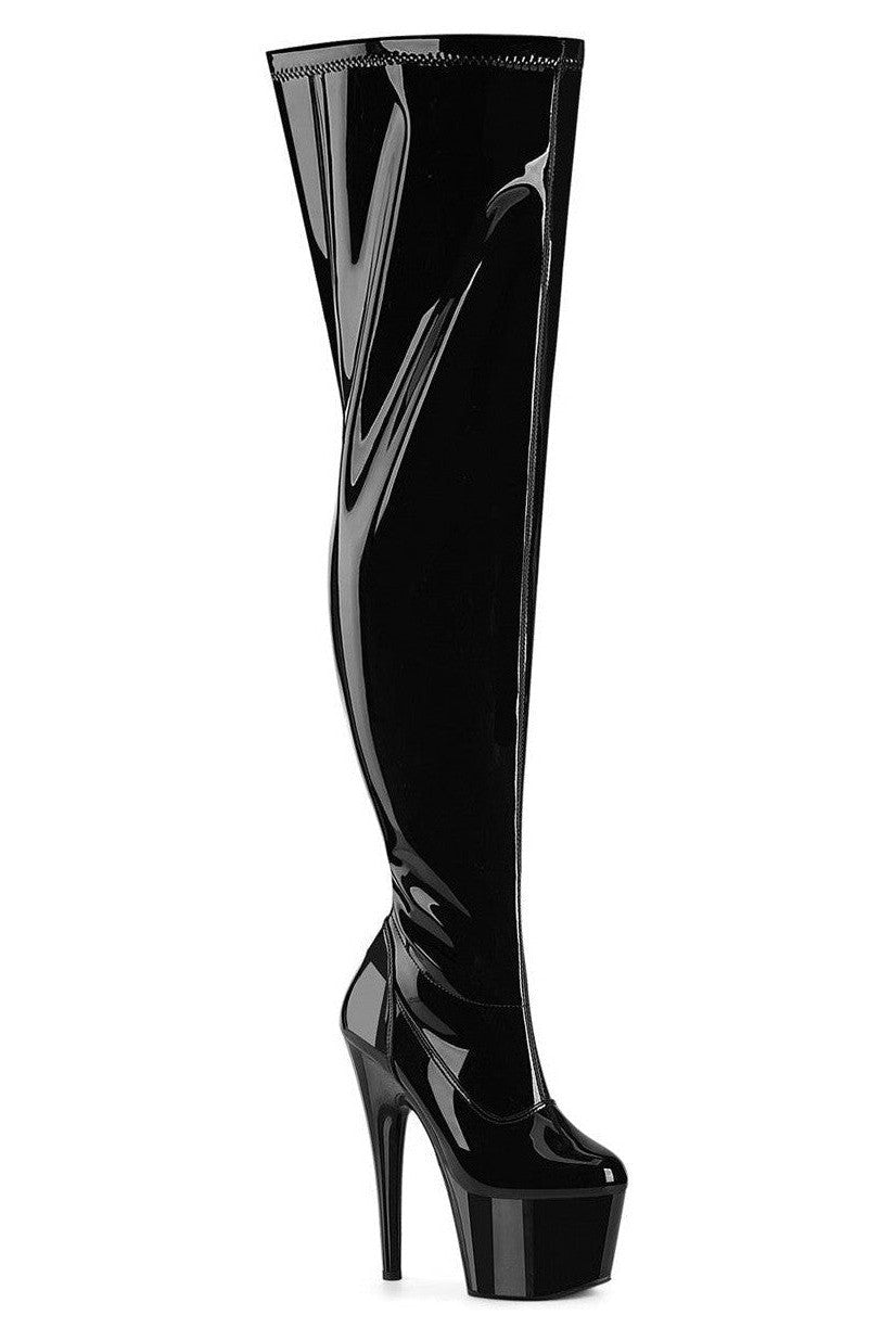 Pleaser Black Thigh Boots Platform Stripper Shoes | Buy at Sexyshoes.com