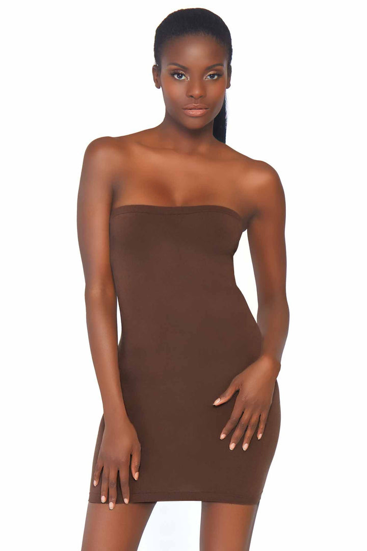 Seamless Opaque Microfiber Bodycon Tube Dress