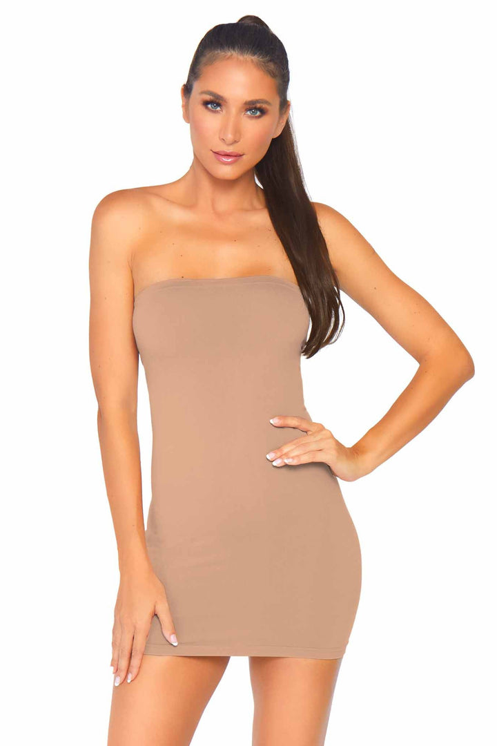 Seamless Opaque Microfiber Bodycon Tube Dress