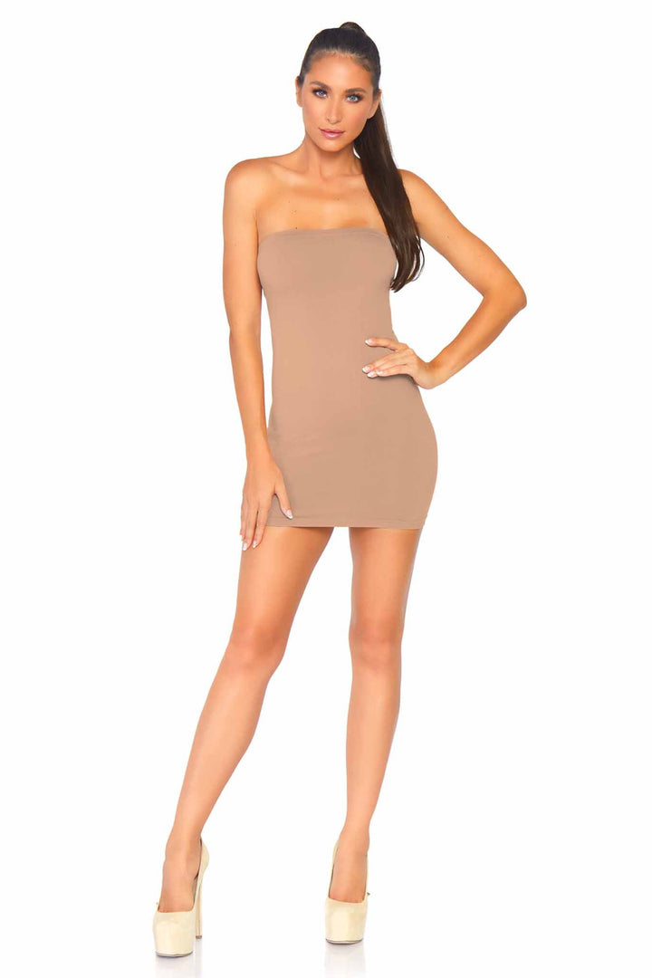 Seamless Opaque Microfiber Bodycon Tube Dress