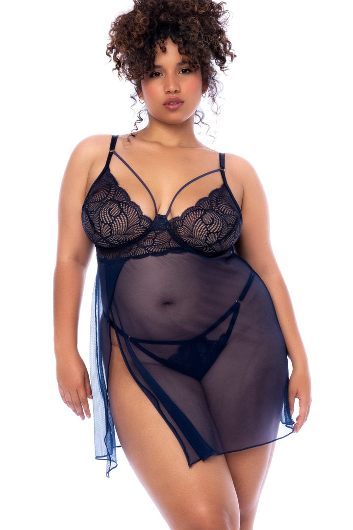 Underwire Babydoll with Thong Plus Size