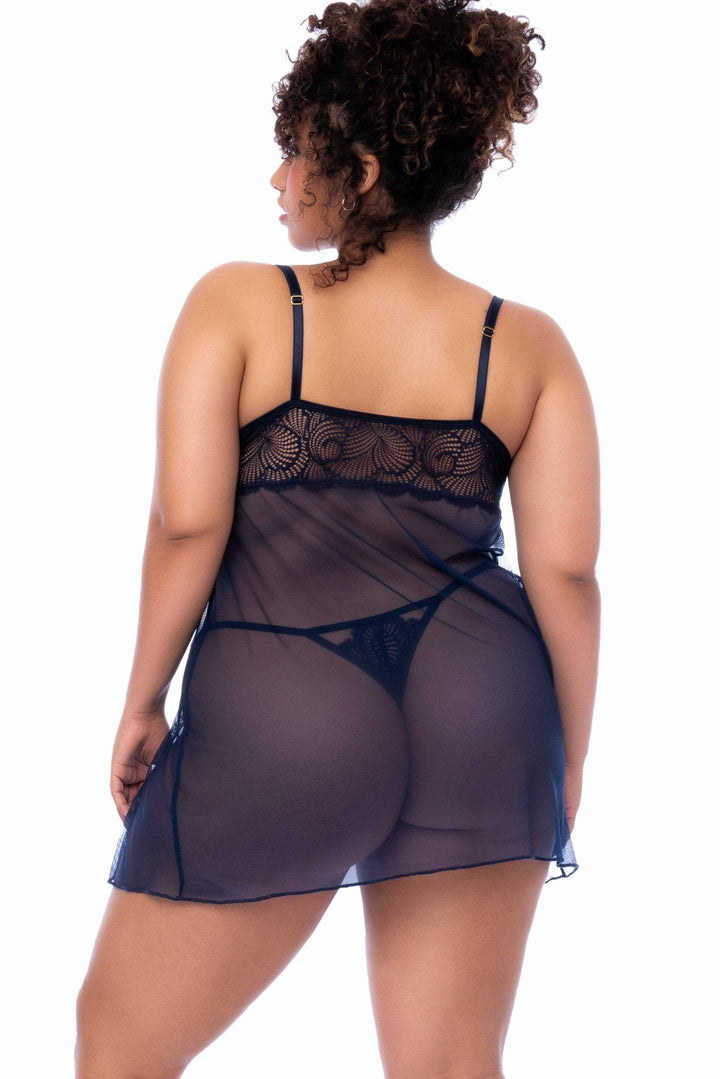 Underwire Babydoll with Thong Plus Size