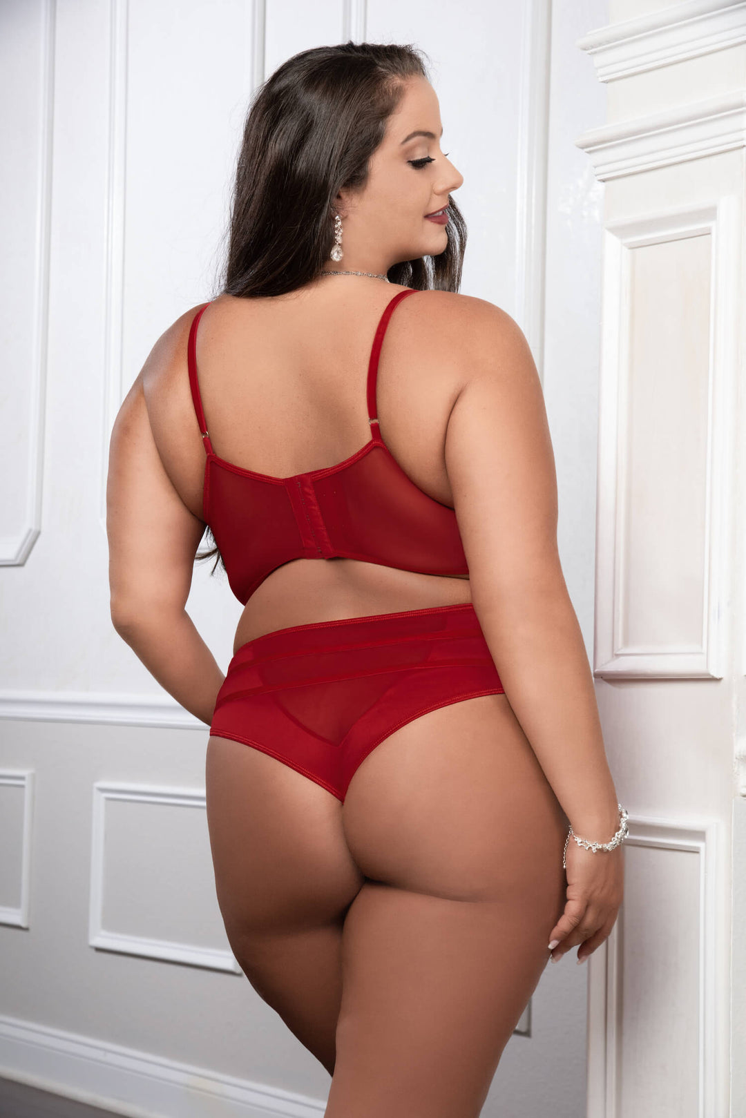 Velour Accent Bra and Panty Plus Size