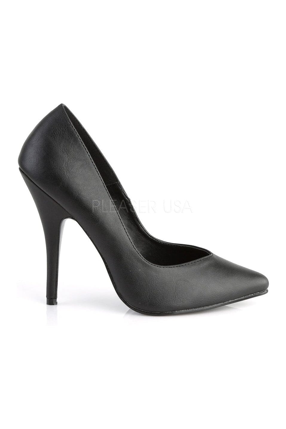 SEDUCE-420V Pump | Black Faux Leather-Pleaser-Pumps-SEXYSHOES.COM