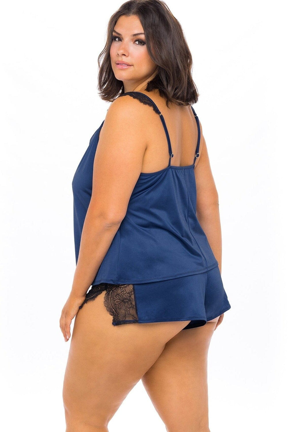 2 Piece Camisole Shorts Set-Camisoles-Oh La La Cheri-Blue-1X/2XL-SEXYSHOES.COM