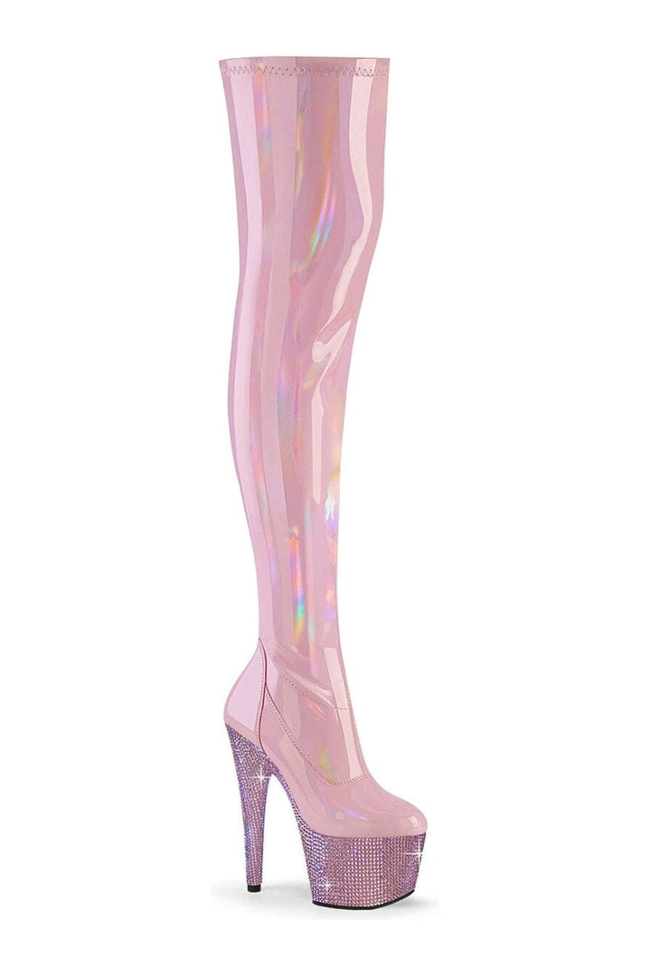 BEJEWELED-3000-7 Pink Patent Thigh Boot-Thigh Boots-Pleaser-Pink-10-Patent-SEXYSHOES.COM