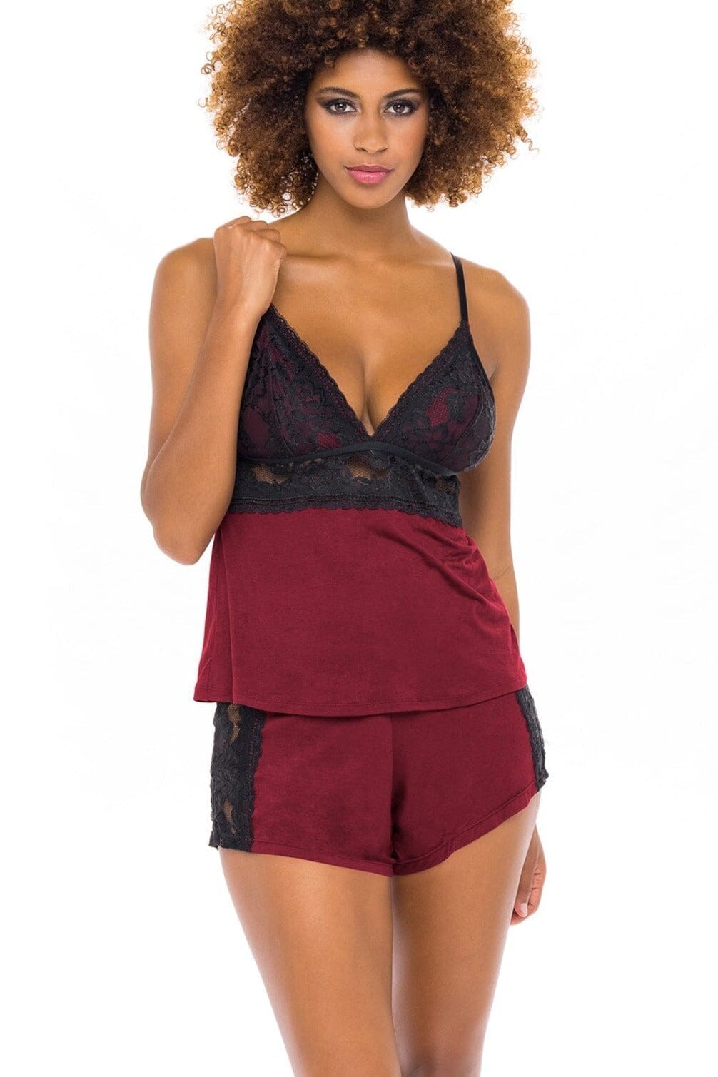 Camisole And Shorts Set-Sleepwear-Oh La La Cheri-Red-S/M-SEXYSHOES.COM