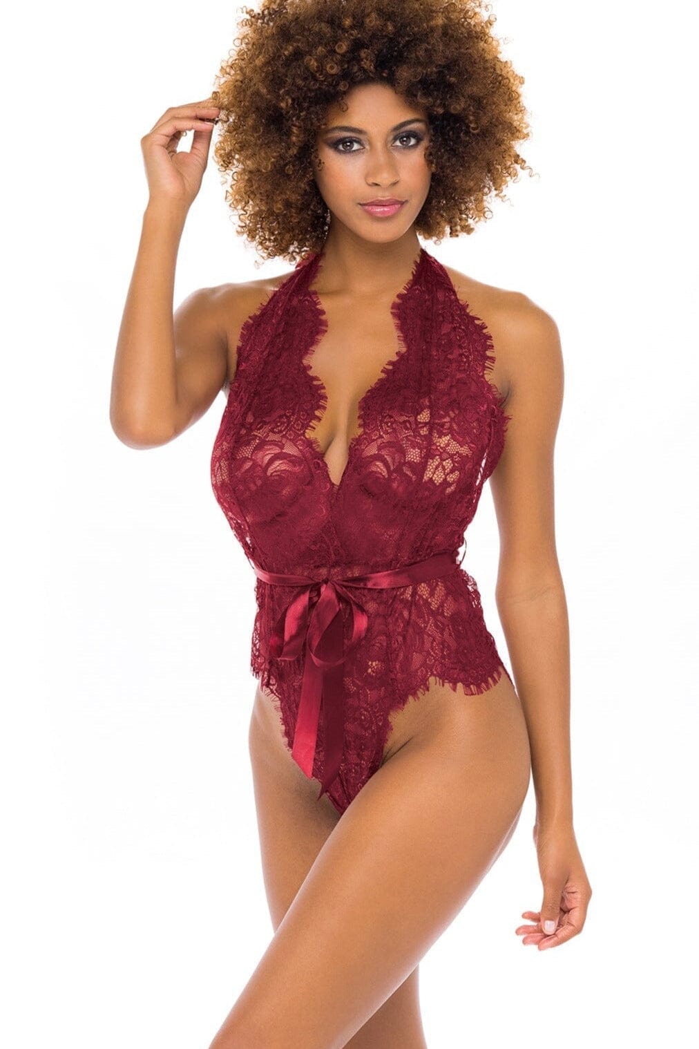 Lace Halter Teddy-Teddies-Oh La La Cheri-Red-S/M-SEXYSHOES.COM