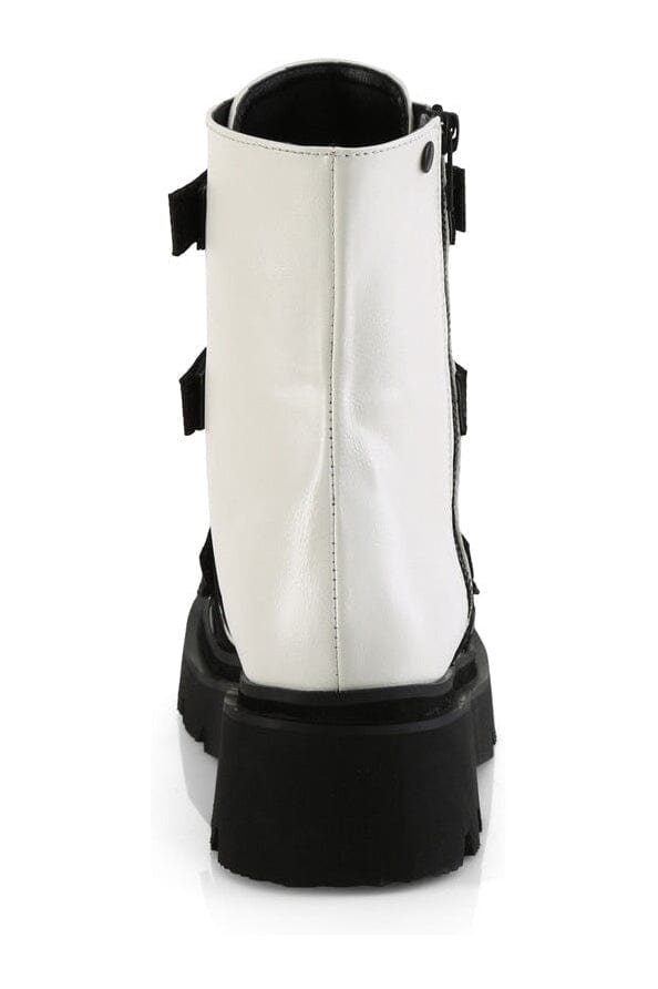 RENEGADE-50 White Vegan Leather Ankle Boot-Ankle Boots-Demonia-SEXYSHOES.COM