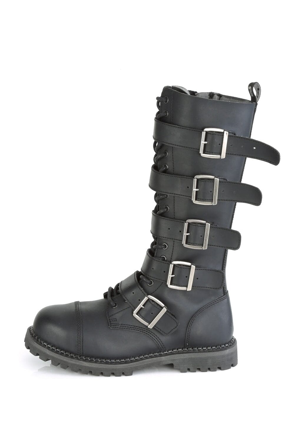 RIOT-18BK Black Vegan Leather Knee Boot-Knee Boots-Demonia-SEXYSHOES.COM