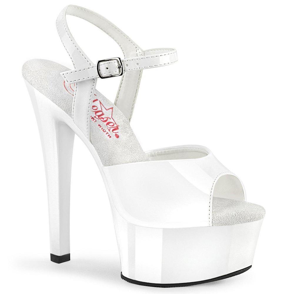 SS-GLEAM-609 Sandal | White Patent-Footwear-Pleaser Brand-White-5-Patent-SEXYSHOES.COM