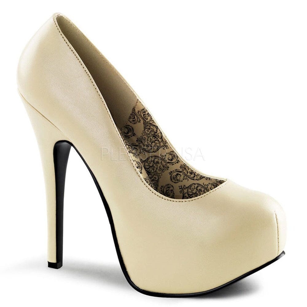 SS-TEEZE-06 Pump | Bone Faux Leather-Footwear-Pleaser Brand-Bone-9-Faux Leather-SEXYSHOES.COM