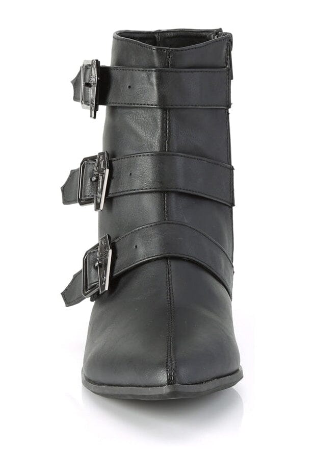 WARLOCK-50-C Black Vegan Leather Ankle Boot-Ankle Boots-Demonia-SEXYSHOES.COM