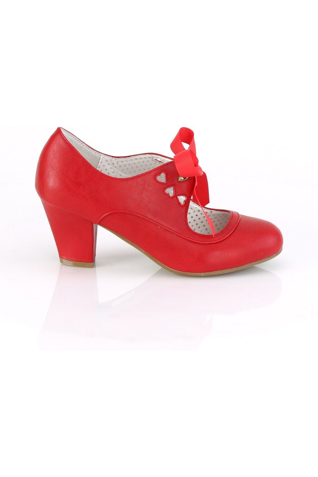 WIGGLE-32 Pump | Red Faux Leather-Pumps-Pin Up Couture-SEXYSHOES.COM