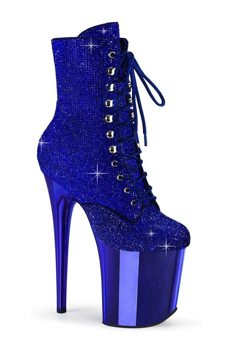 Pleaser Blue Ankle Boots Platform Stripper Shoes | Buy at Sexyshoes.com