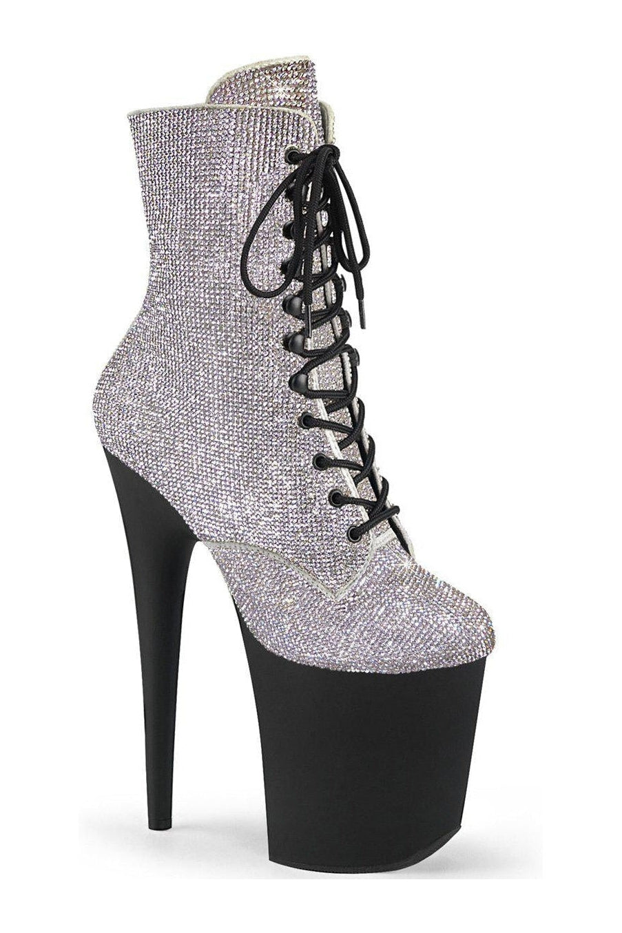 Pleaser Silver Ankle Boots Platform Stripper Shoes | Buy at Sexyshoes.com