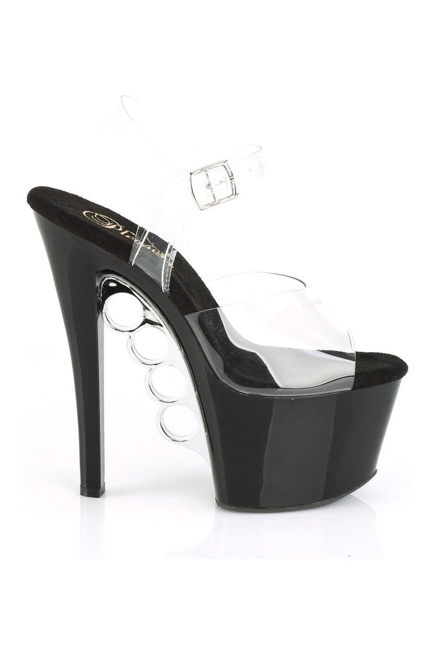 KNUCKS-708 Stripper Sandal | Clear Vinyl-Pleaser