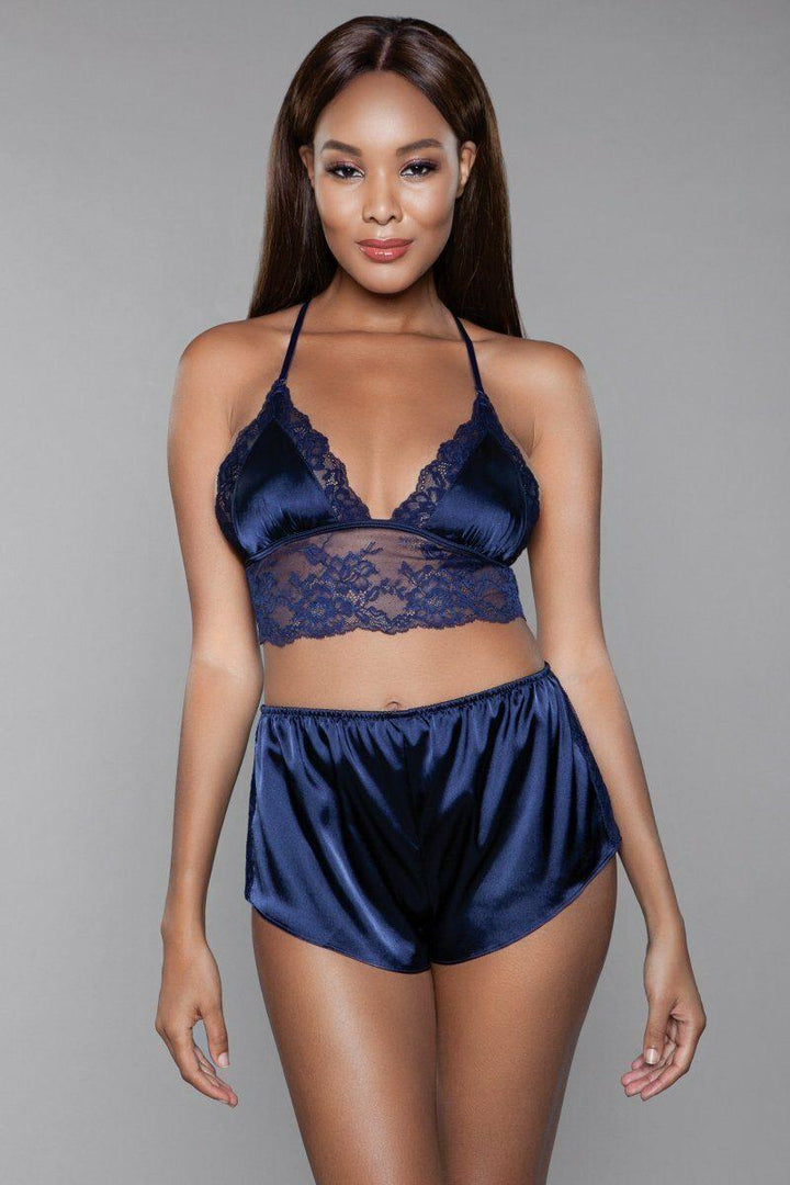 Lace Trim Satin Cami Set-Lingerie Sets-BeWicked-SEXYSHOES.COM