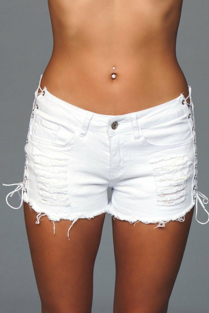 One Teaspoon FESTIVAL Outlaws Denim Shorts With Raw Hem And Lace Up Side |  ASOS