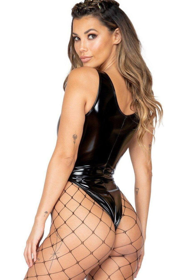 Latex Romper with Zipper-Dancwear Rompers-Roma Dancewear-SEXYSHOES.COM