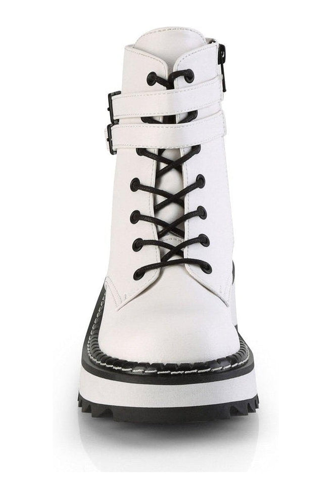 White faux leather ankle on sale boots