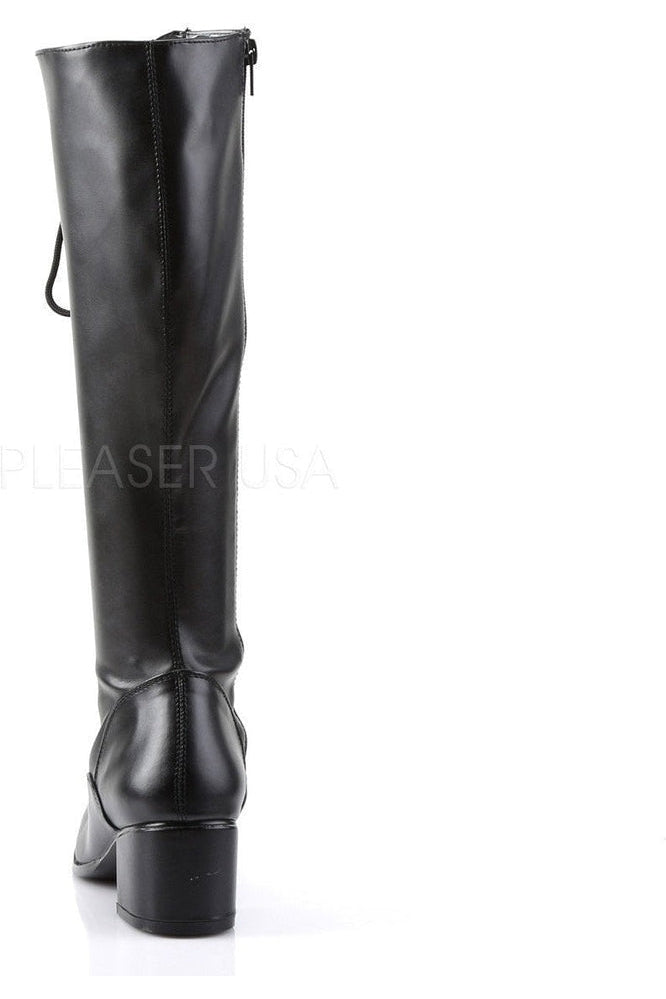 Women's Sexy Black Faux Leather Knee High Boots