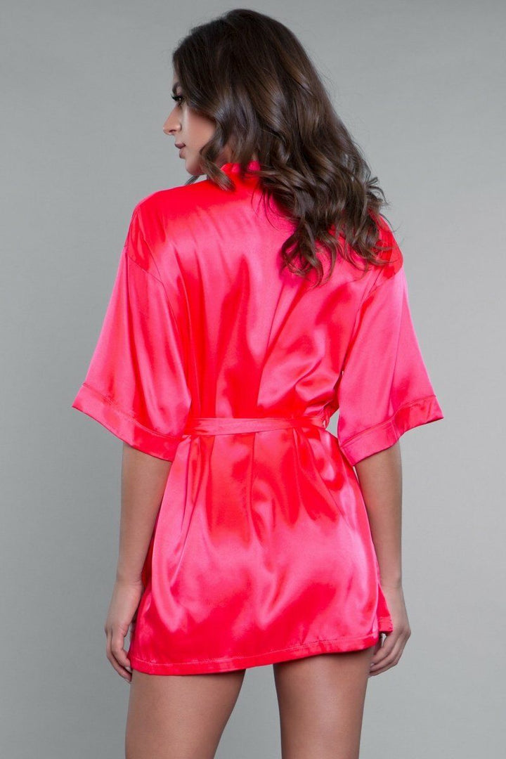 Short Satin Robe-Robes-BeWicked-SEXYSHOES.COM