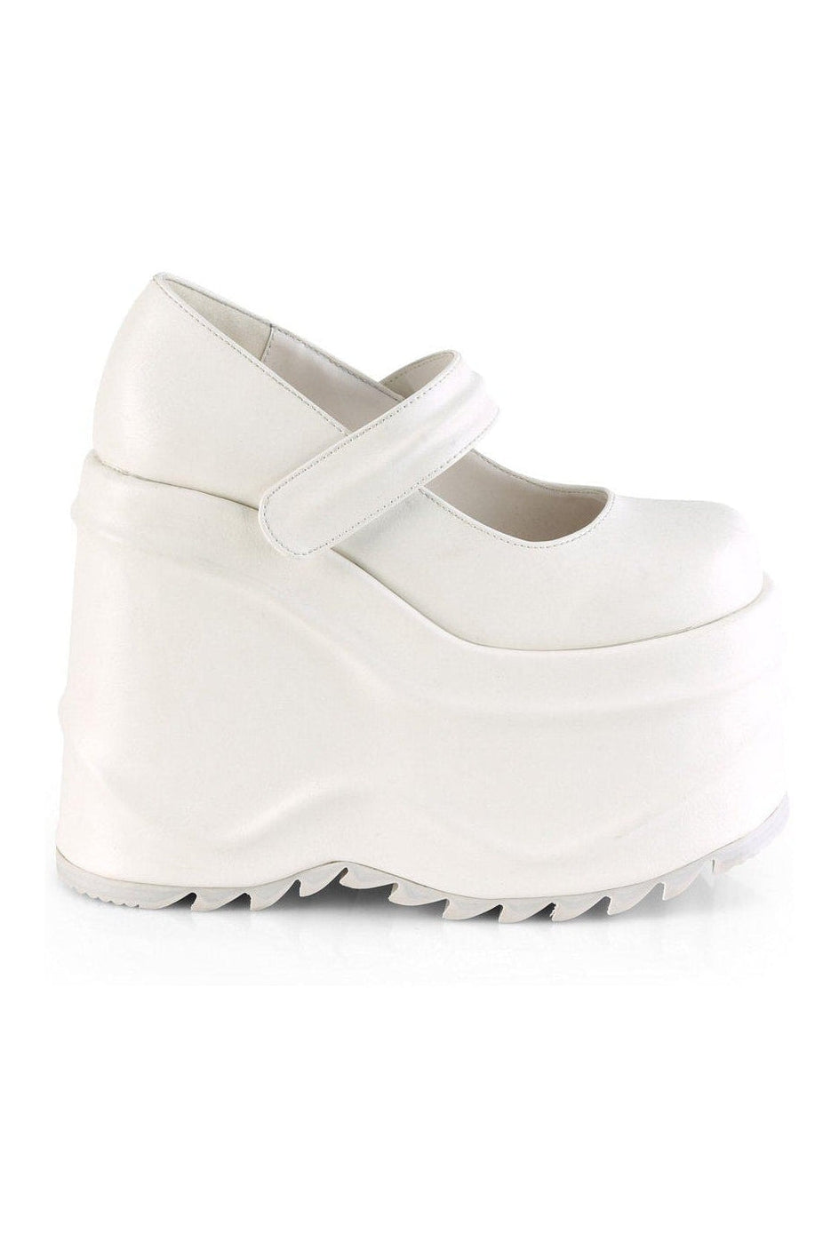 WAVE-32 Mary Jane | White Faux Leather-Mary Janes-Demonia-SEXYSHOES.COM